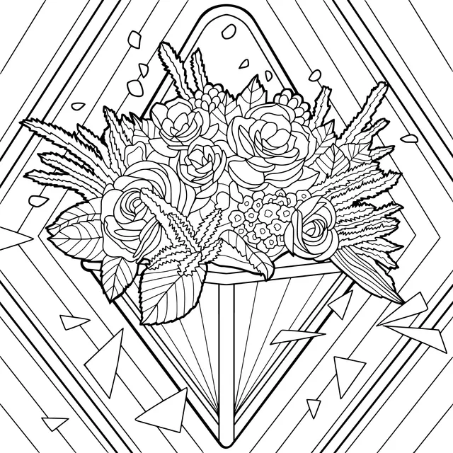 Bouquet in a Colorful Geometric Pattern