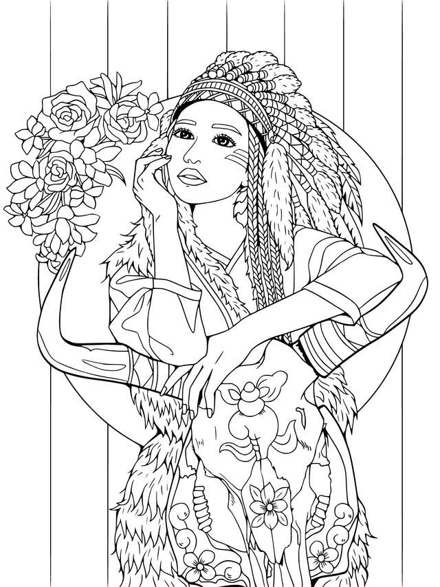 Native American woman in traditional attire