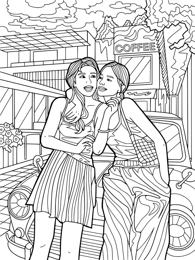 Girl - friends' Time on the City Street
