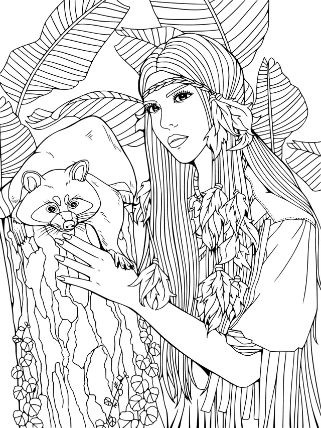 Woman Accompanied by a Raccoon