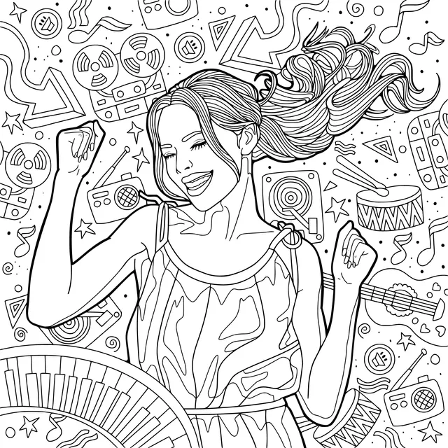 Woman Immersed in Music