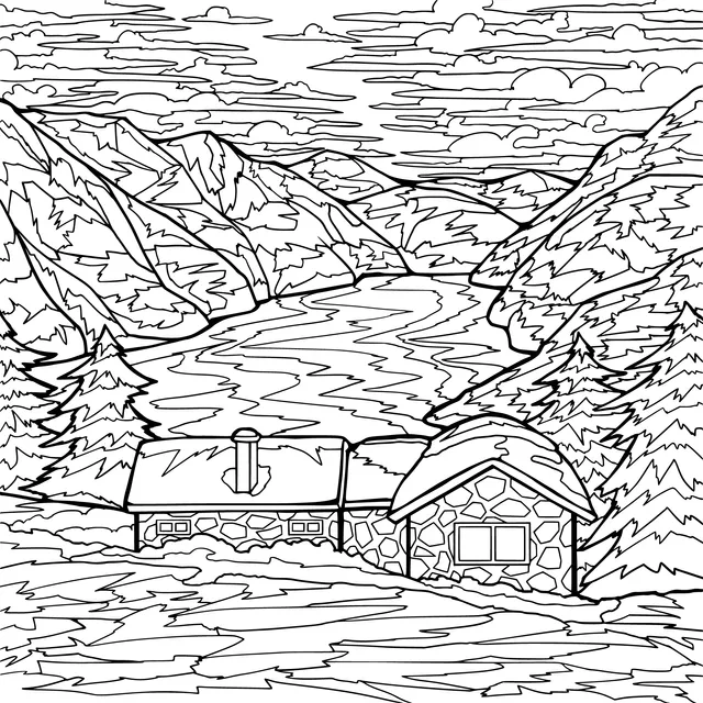 Cottage by the Mountain Lake