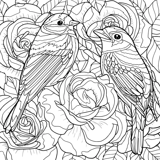 Two Birds among the Flowers