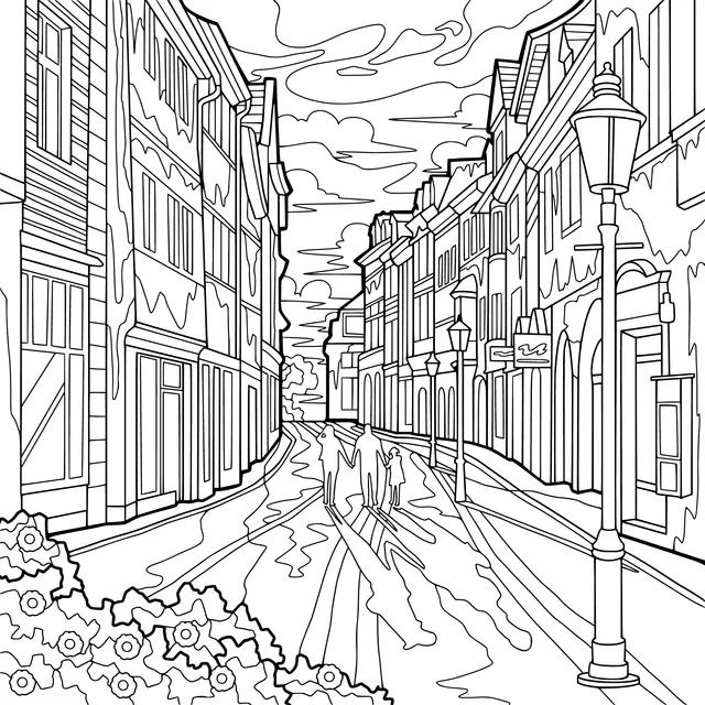 Street Stroll at Sunset