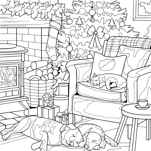 Pets Napping in a Festive Atmosphere