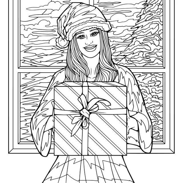Woman Holding a Christmas Gift