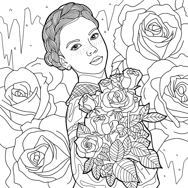 Woman Holding Roses