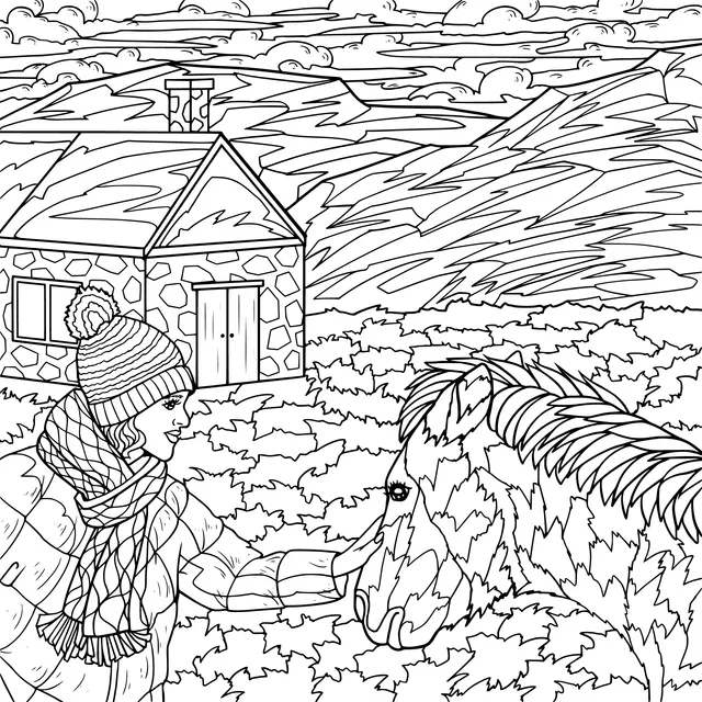 Warm Interaction between a Person and a Horse in Autumn