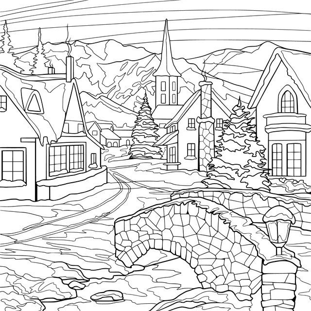 Winter Town Landscape