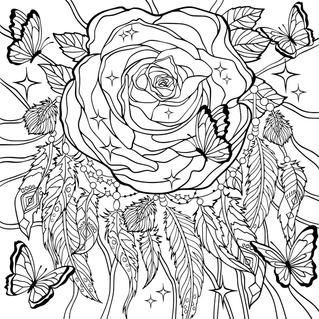 Dreamy Rose and Butterfly Feathers