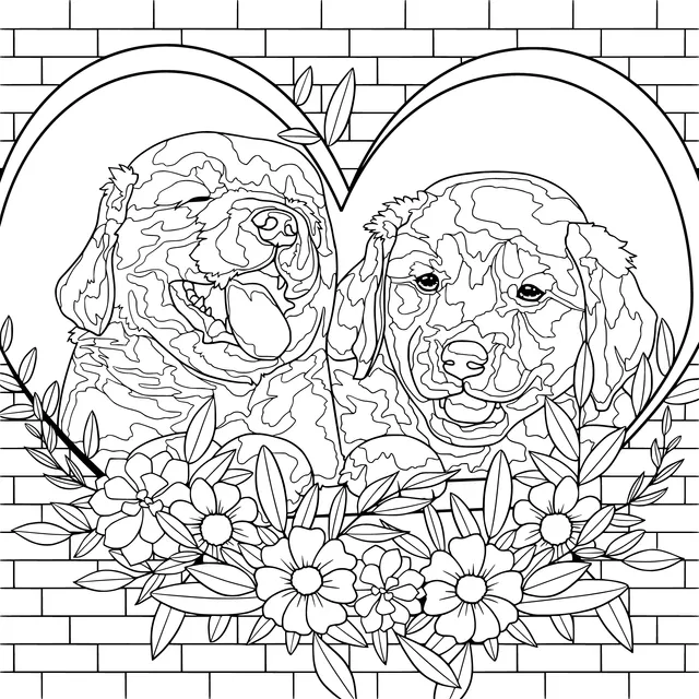 Cute Dogs Surrounded by a Heart