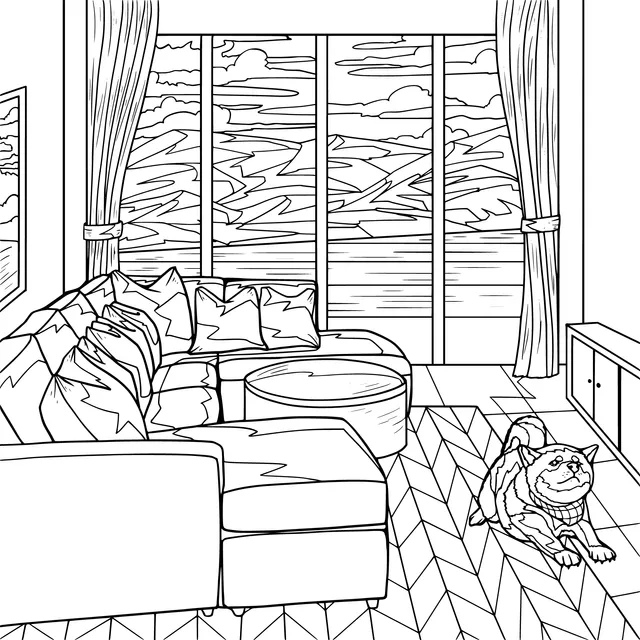 Pet Dog in a Cozy Living Room
