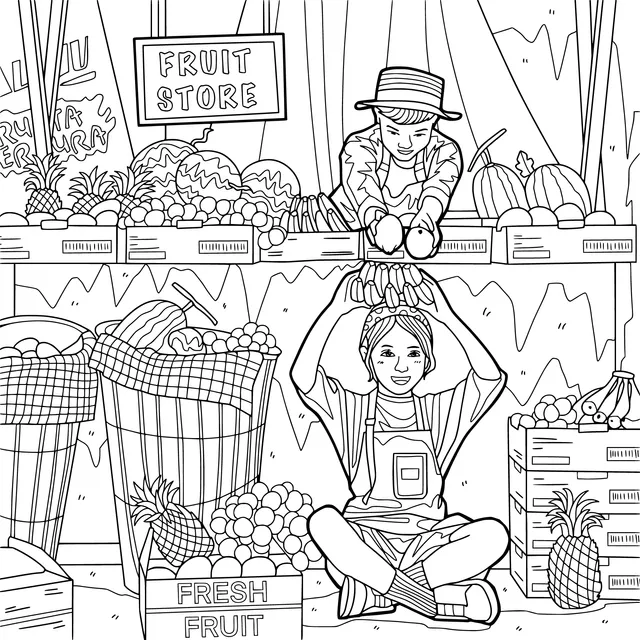 Scene in a Fruit Store