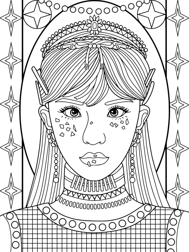 Crowned Woman in Stylish Illustration Style