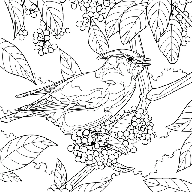 Bohemian Waxwing on the Branch