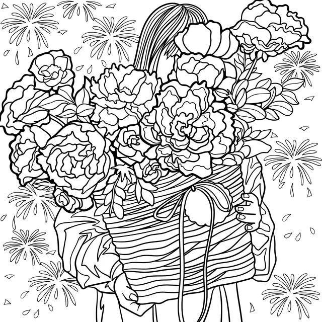 Woman Holding a Flower Basket