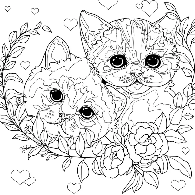 Two Cats Surrounded by Love