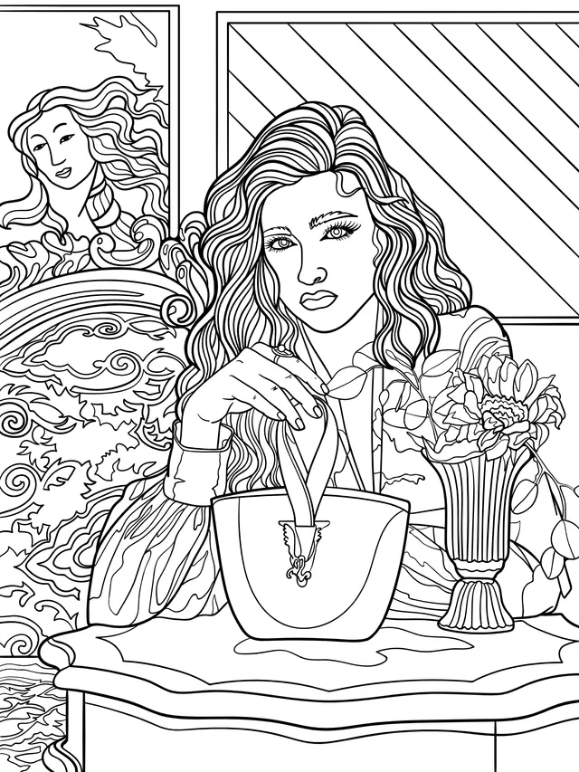 Fashionable Lady with Floral Decor
