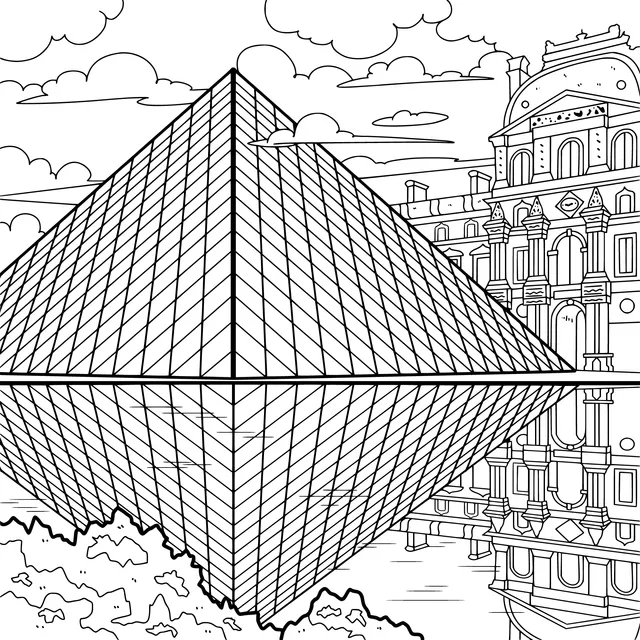 Colorful Geometric Building and Classical Architecture