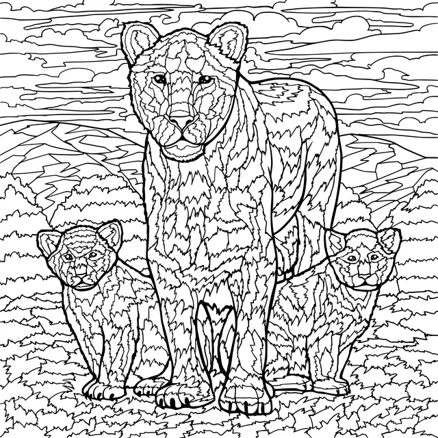 Lioness and Cubs