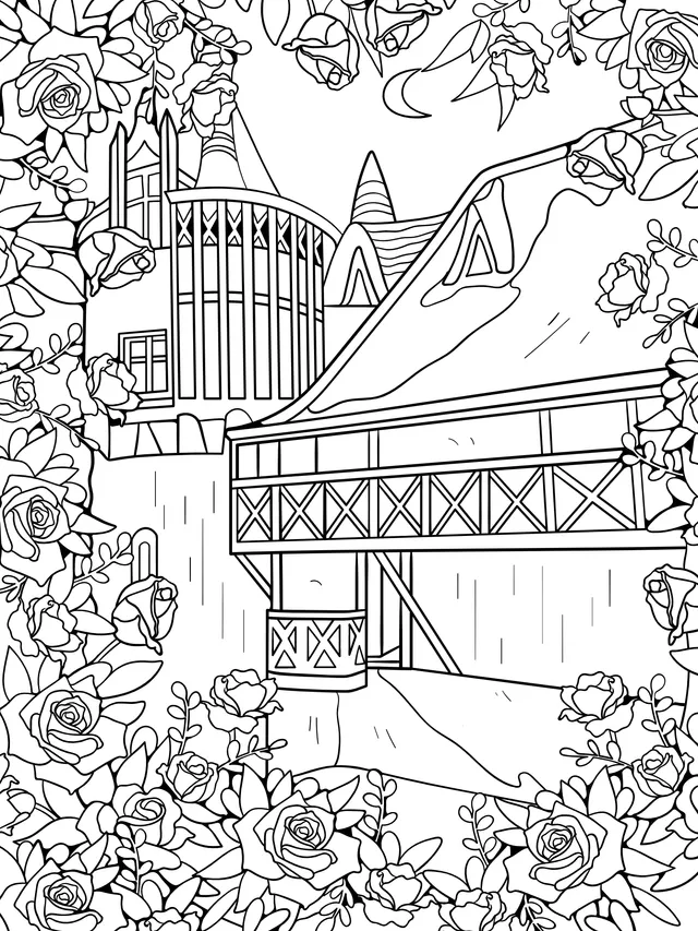A Dreamy Castle Surrounded by Roses