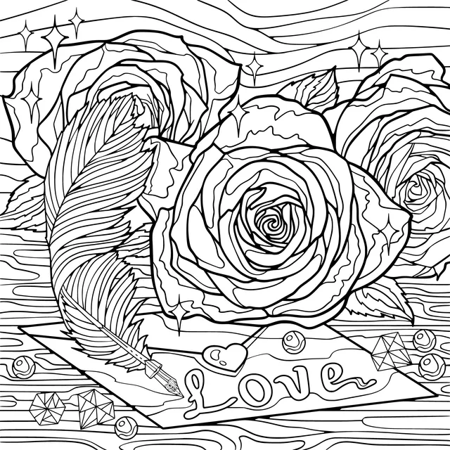 Roses, Feather and a Love Message