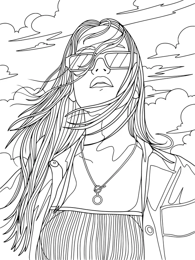 Fashionable Woman Standing Against the Wind