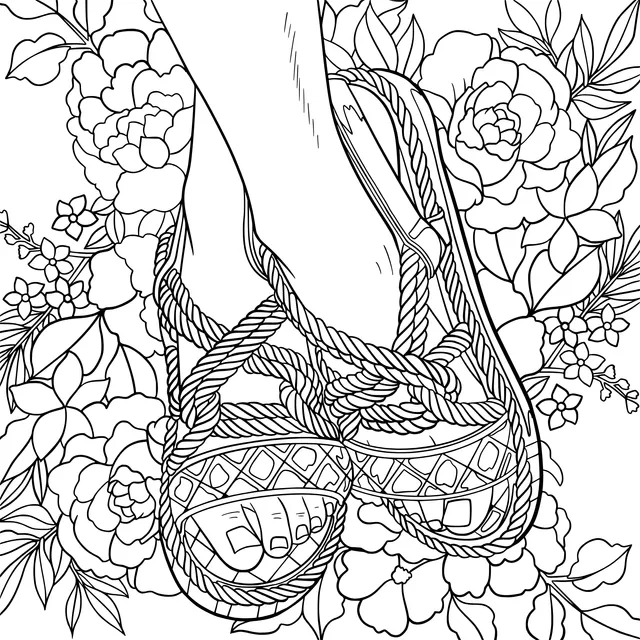 Sandals in a Floral Bed