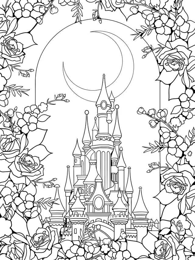 Dreamy Castle under the Moonlit Night