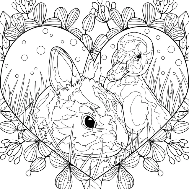The Warm Companionship of a Rabbit and a Duckling
