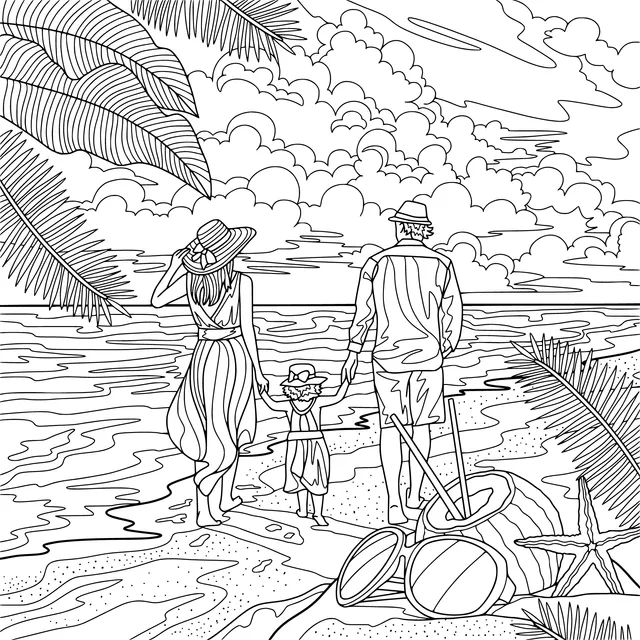 Family Walk on the Beach