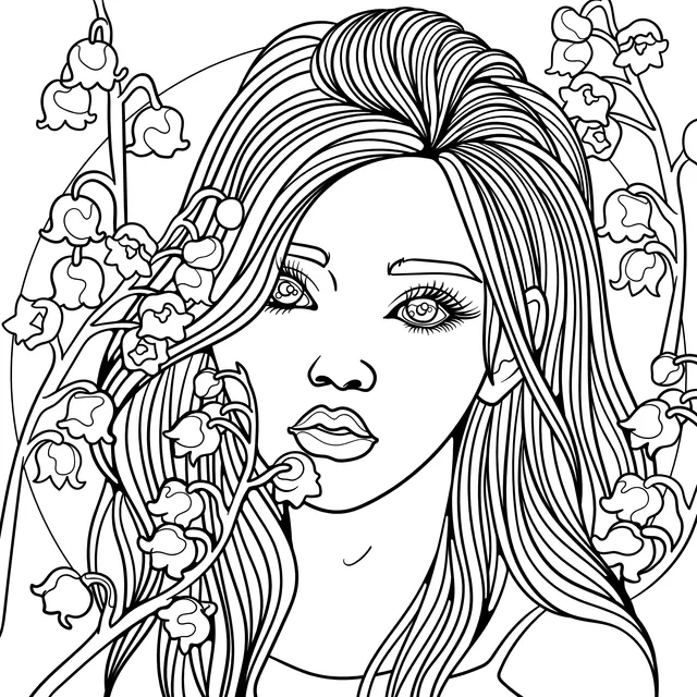 Woman among Lily - of - the - Valley