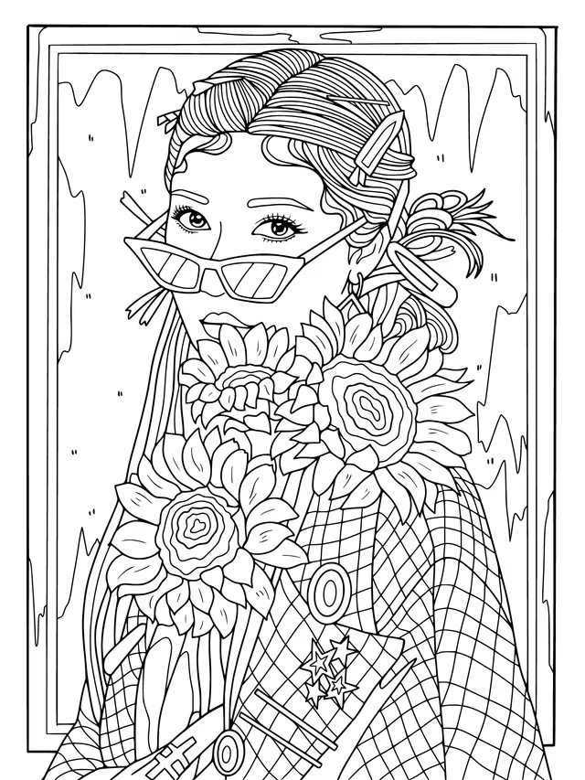 Fashionable Girl Holding Sunflowers