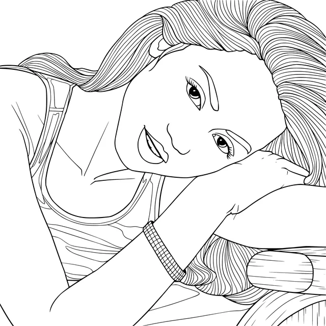 A Relaxing Pose of a Blue - Haired Woman