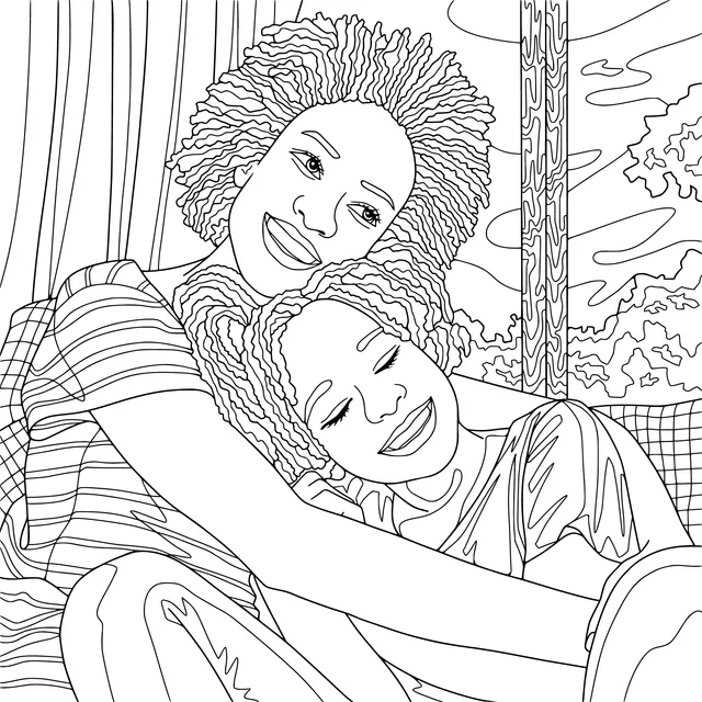 Mother - daughter snuggle warmly