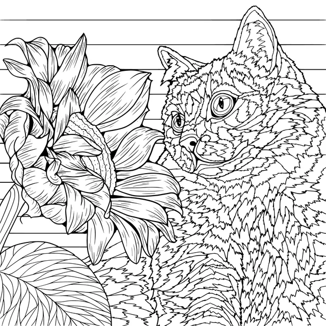 Cat and Sunflower