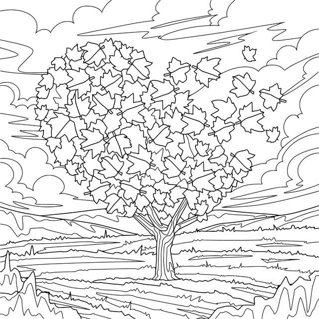 Heart - shaped colorful - leaf tree in autumn