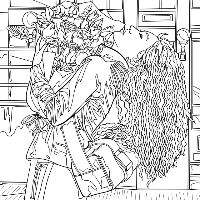 Woman smelling flowers