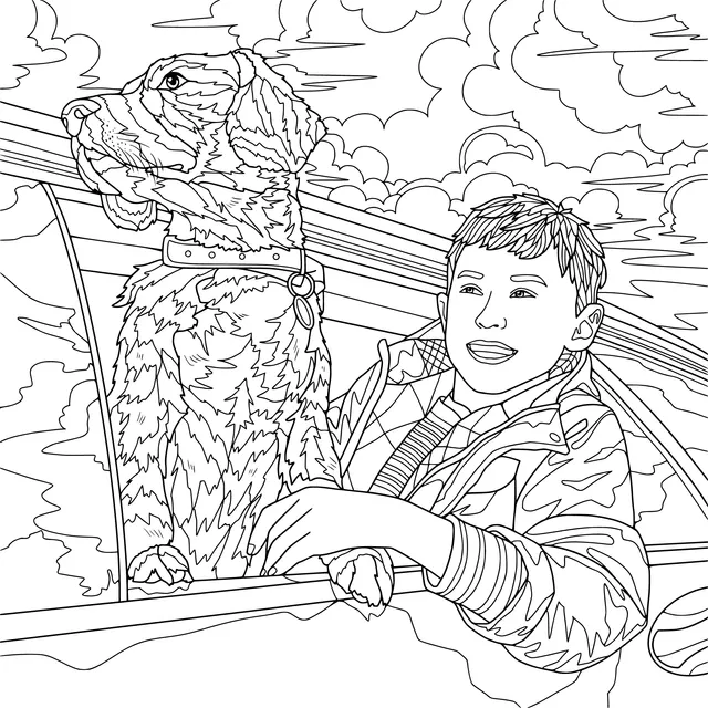 A Boy and His Dog Enjoying a Car Ride