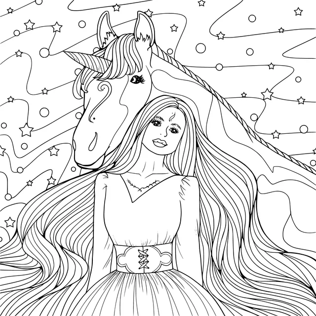 Dreamy Girl with a Unicorn