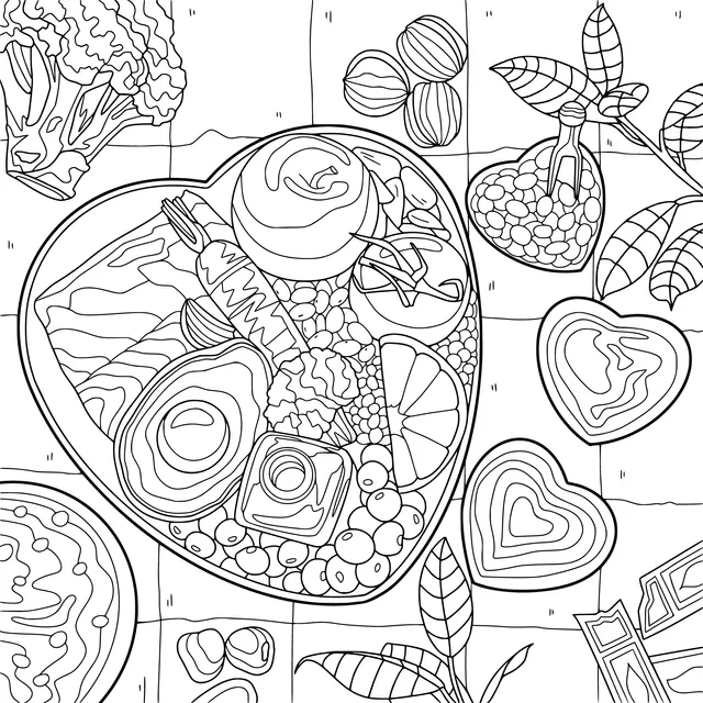 Heart - shaped Platter of Healthy Foods