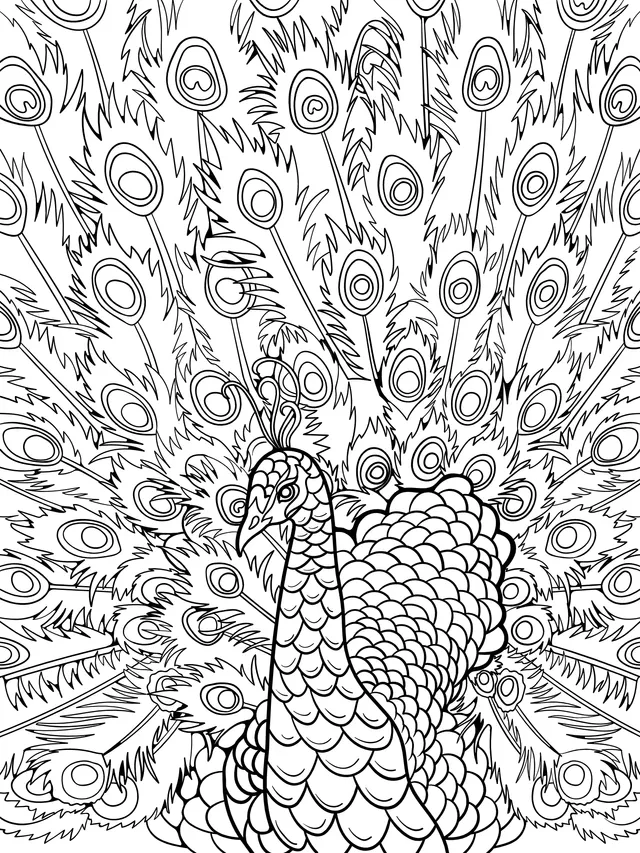 A Gorgeous Peacock with Spread - out Feathers