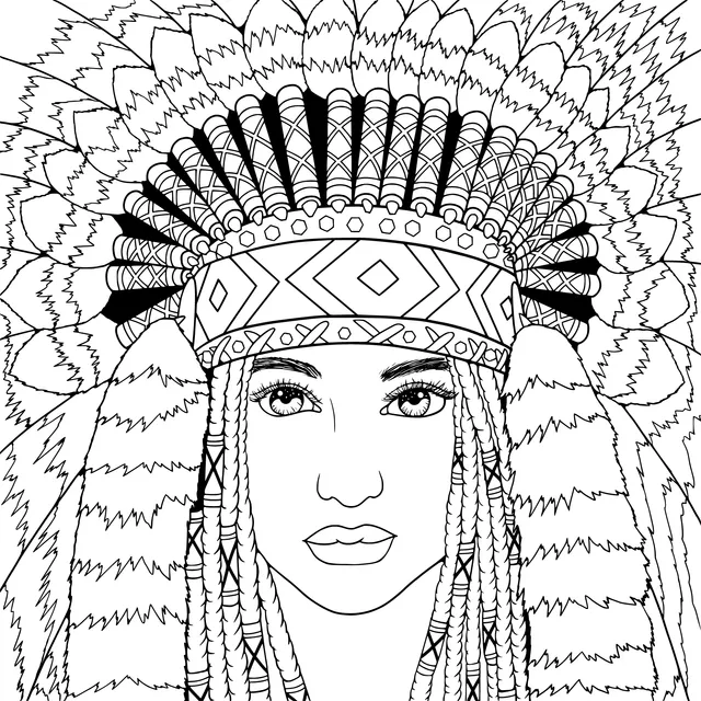 Native American Woman with Headdress