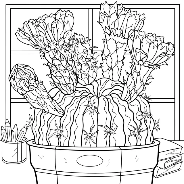 Blooming Cactus by the Window