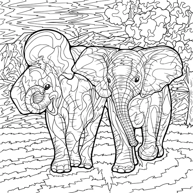 Two Elephants in the Field
