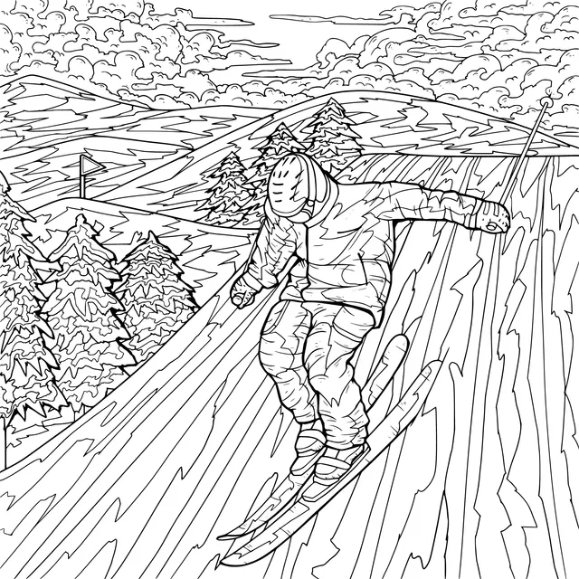 Skier speeding down the snowy slope