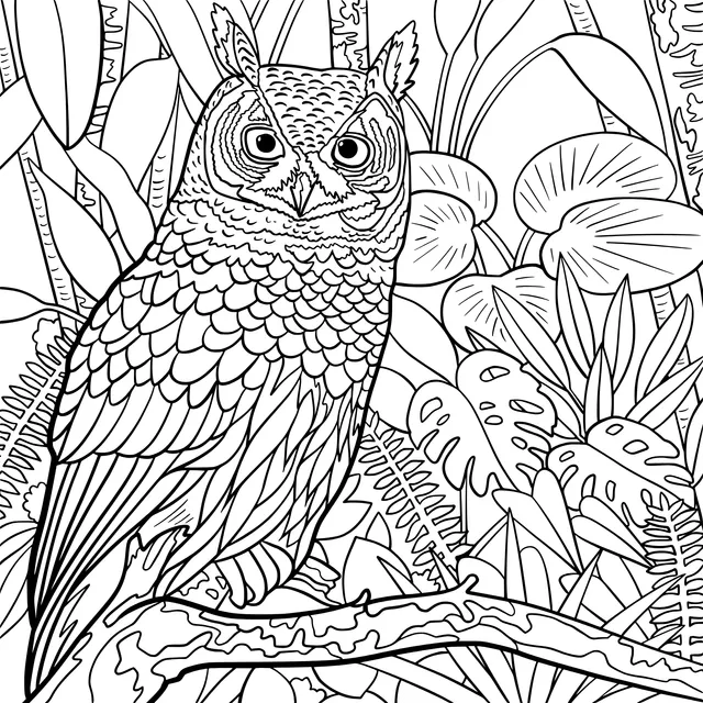 Owl Perched in the Jungle