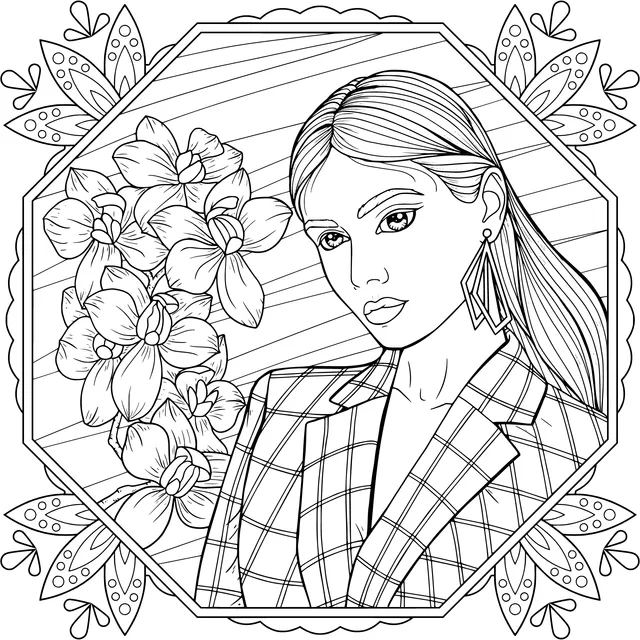 Fashionable Woman with Flowers