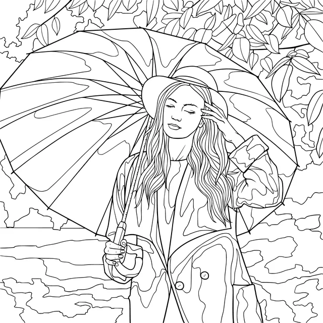 Woman Holding a Red Umbrella