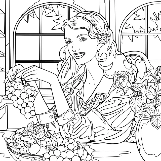 Smiling Lady Holding Grapes